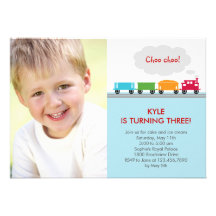 Choo Choo Train Photo Birthday Invitation
