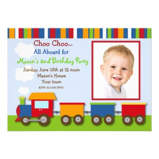 Choo Choo Train Photo Birthday Party Invitations