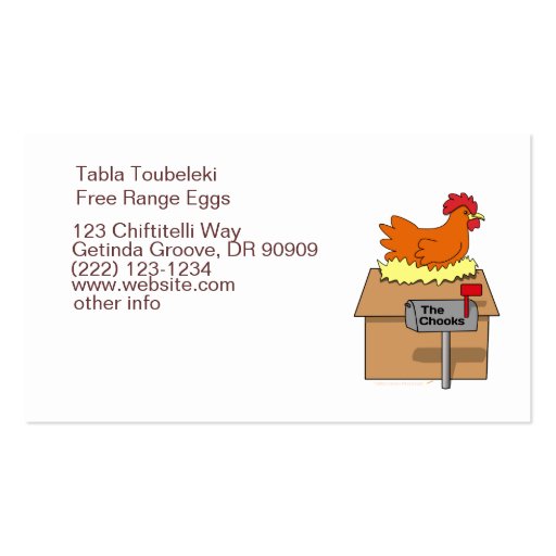 Chook House Funny Chicken on House Cartoon Business Cards (back side)