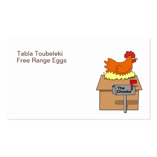 Chook House Funny Chicken on House Cartoon Business Cards (front side)