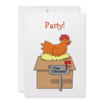 Chook House Funny Chicken on House Cartoon Personalized Invitation
