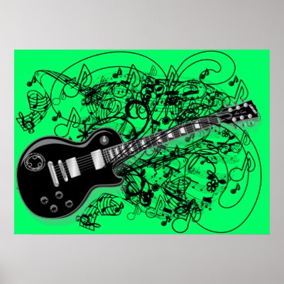 Choose any color background-Guitar Swirled Poster by samack