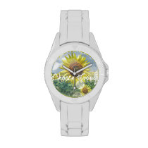 Choose Happy Quote with Sunflowers Wrist Watches at Zazzle