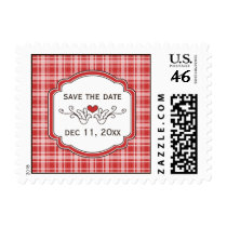Choose Your Color Cozy Plaid Save the Date Postage