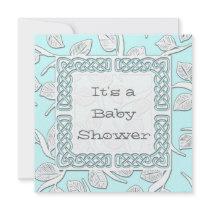 Choose Your Color Woven Border Baby Announcement invitations