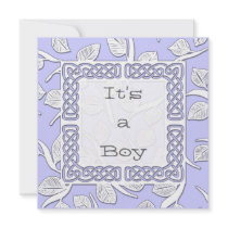 Choose Your Color Woven Border Baby Announcement invitations