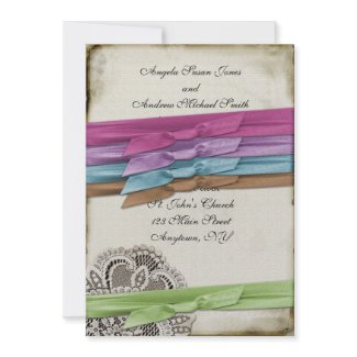 Choose Your Ribbon Vintage Lace Invitation invitation