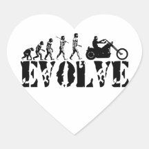 Chopper Biker Motorcycle Rider Evolution Art Heart Stickers