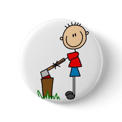Chopping Wood Stick Figure Button by stick_figures
