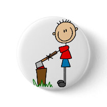 Chopping Wood Stick Figure Button by stick_figures Chopping Wood Stick Figure Button