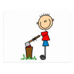 Chopping Wood Stick Figure Tshirts and Gifts Post Card