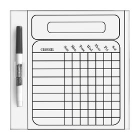 Chore Assigned Chart Small w/ Pen Dry Erase Board