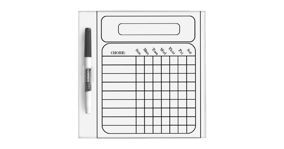chore assigned chart small w pen dry erase board zazzle wipe off chore chart