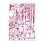 Chorus of Rabbits Sing to Owl and Girl Post Cards