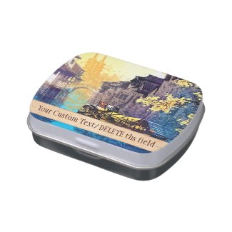 Chou Xing Hua Suzhou Scenery river sunset painting Jelly Belly Candy Tin