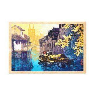 Chou Xing Hua Suzhou Scenery river sunset painting Gallery Wrapped Canvas