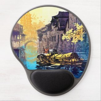 Chou Xing Hua Suzhou Scenery river sunset painting Gel Mouse Mat