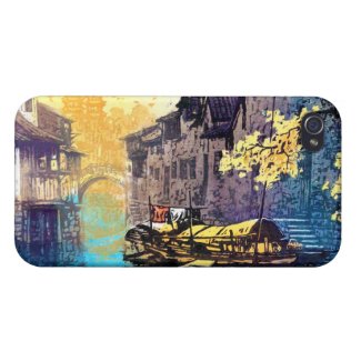 Chou Xing Hua Suzhou Scenery river sunset painting iPhone 4/4S Case