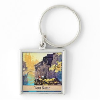 Chou Xing Hua Suzhou Scenery river sunset painting Keychain