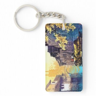 Chou Xing Hua Suzhou Scenery river sunset painting Key Chain