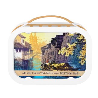 Chou Xing Hua Suzhou Scenery river sunset painting Lunchboxes