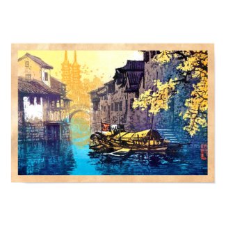 Chou Xing Hua Suzhou Scenery river sunset painting Poster