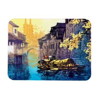 Chou Xing Hua Suzhou Scenery river sunset painting Magnets