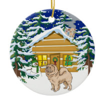 Chow Chow Christmas Log Cabin Christmas Tree Ornaments