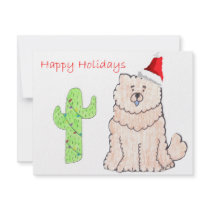 Chow Chow Cream Cactus Christmas invitations