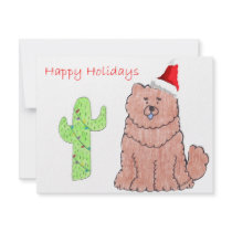 Chow Chow Red Cactus Christmas invitations by giftsjustforuholiday Chow Chow Red Cactus Christmas invitations