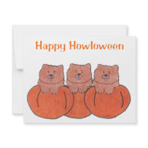 Chow Chow Red Happy Howloween Announcement invitations by giftsjustforuholiday Chow Chow Red Happy Howloween Announcement invitations