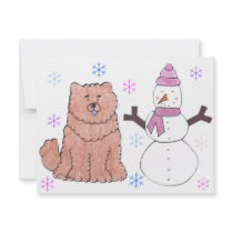 Chow Chow Red & Snowman invitations by giftsjustforuholiday Chow Chow Red & Snowman invitations