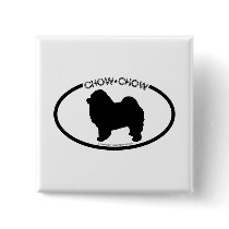 Chow Chow Silhouette Black Button by dogsilhouettes Chow Chow Silhouette Black Button