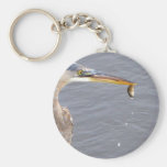 Chow Time For Great Blue Heron Keychains