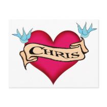 Chris - Custom Heart Tattoo T-shirts & Gifts postcards by customtattoogifts Chris - Custom Heart Tattoo T-shirts & Gifts postcards