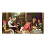 Christ And The Disciples Of Emmaus By Orrente Picture Card