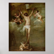 Christ attended by angels holding chalices print