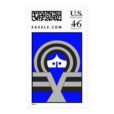 Christ Blue Postage Stamp by lonvig