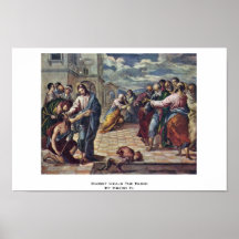 Christ Heals The Blind By Greco El Posters