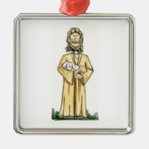 Christ holding a lamb small christmas tree ornament