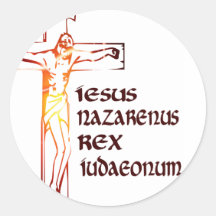 Christ INRI Tradution Round Stickers