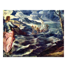 Christ On The Sea Of Galilee By Tintoretto Jacopo Custom Announcement