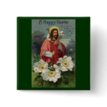 Christ the Shepherd with Lamb Vintage Easter Button
