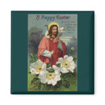 Christ the Shepherd with Lamb Vintage Easter magnets
