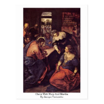 Christ With Mary And Martha By Jacopo Tintoretto Postcard