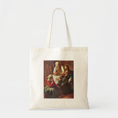 Christ with Mary and Martha by Johannes Vermeer Tote Bags