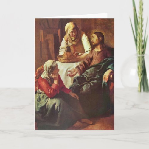 Christ with Mary and Martha by Johannes Vermeer Greeting Cards