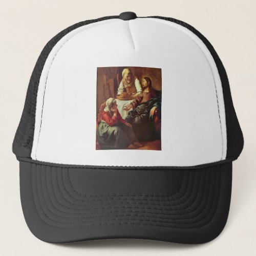 Christ with Mary and Martha by Johannes Vermeer Trucker Hat