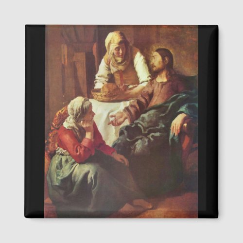 Christ with Mary and Martha by Johannes Vermeer Fridge Magnets