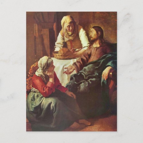 Christ with Mary and Martha by Johannes Vermeer Post Card